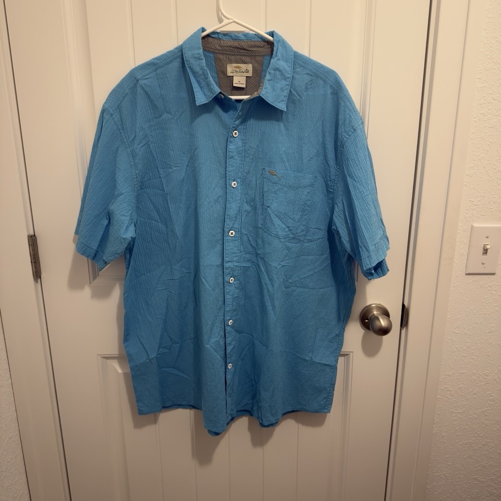 Bob Timberlake Men's Bright Blue Textured Short Sleeve Button Up Shirt‎ Size XL